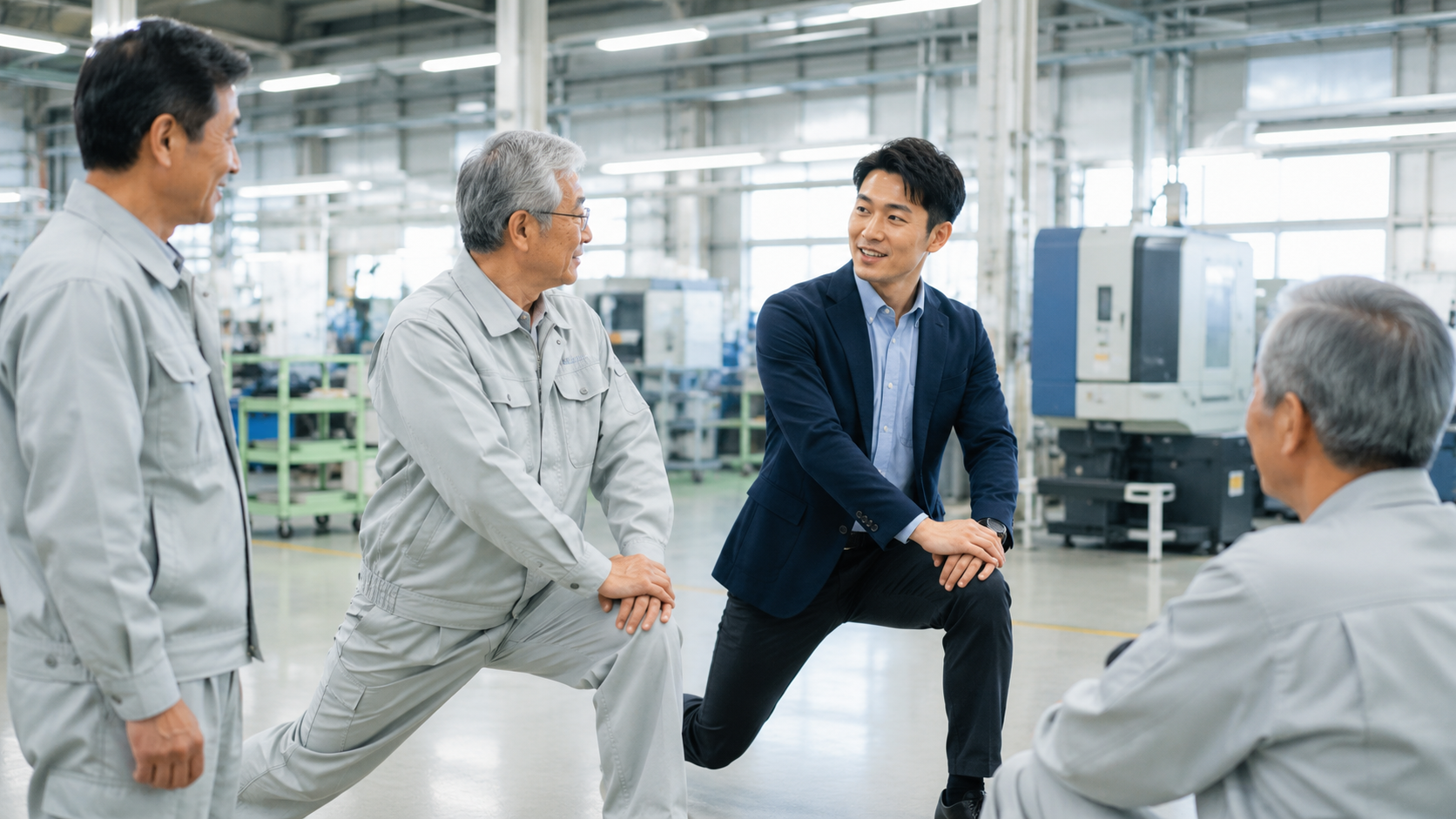 従業員への運動指導を継続的に行う様子