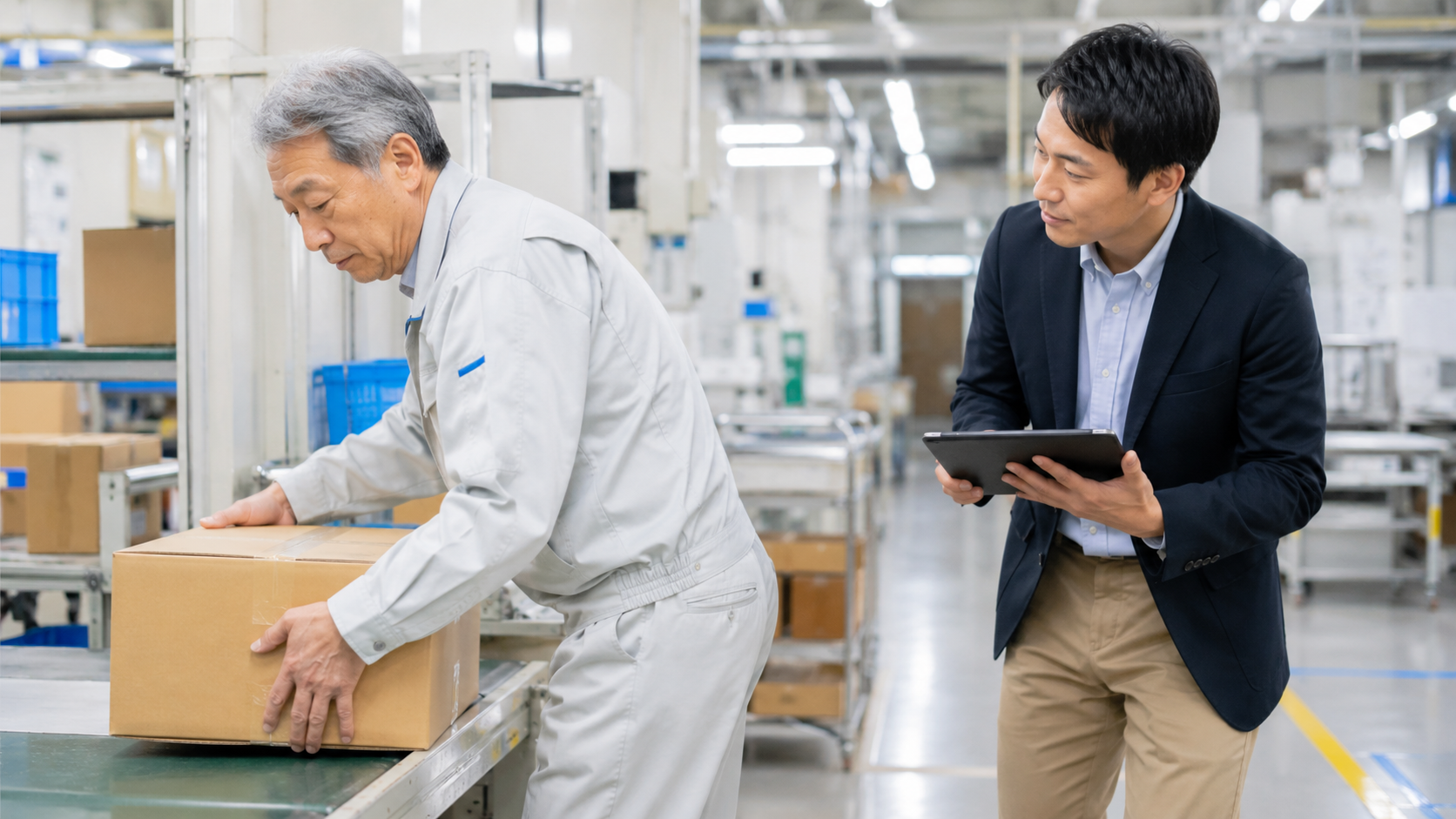 補助金活用を見据えて作業動作を確認・整理する様子
